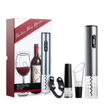 Casa si Gradina - Bucatarie si vesela - Accesorii bar - Tirbusoane si dopuri - Tirbuson electric, Danex, Set deschizator de sticle electric cu patru piese, dop vacuum, palnie vin, cutter folie, punca, Gri - Infinity.ro