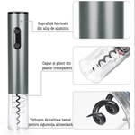 Casa si Gradina - Bucatarie si vesela - Accesorii bar - Tirbusoane si dopuri - Tirbuson electric, Danex, Set deschizator de sticle electric cu patru piese, dop vacuum, palnie vin, cutter folie, punca, Gri - Infinity.ro