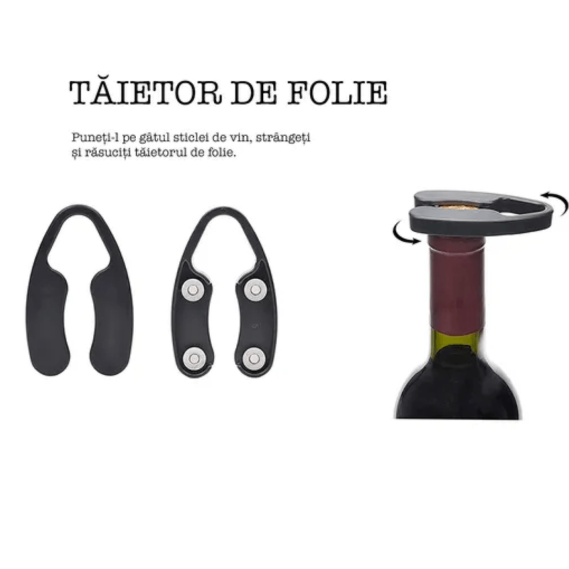 Casa si Gradina - Bucatarie si vesela - Accesorii bar - Tirbusoane si dopuri - Tirbuson electric, Danex, Set deschizator de sticle electric cu patru piese, dop vacuum, palnie vin, cutter folie, punca, Gri - Infinity.ro