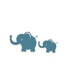Carti si Birotica - Papetarie - Afise si stickere - Sticker decorativ, Familia de elefanti, Albastru, 60x26 cm - Infinity.ro