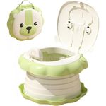Jucarii, Copii si Bebe - Igiena si ingrijire - Baia bebelusului - Olite si reductoare WC - Olita portabila bebe, Wc cu spatar inalt si scaun ergonomic model leu culoare vernil - Infinity.ro