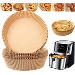 Market - Curatenie si intretinere casa - Produse bucatarie - Pungi si folii alimentare - Set 100 bucati hartie de copt pentru air fryer, friteuza, Unica folosinta, Danex, 16x16x4.5 cm, Maro, Rotund - Infinity.ro