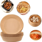 Market - Curatenie si intretinere casa - Produse bucatarie - Pungi si folii alimentare - Set 100 bucati hartie de copt pentru air fryer, friteuza, Unica folosinta, Danex, 16x16x4.5 cm, Maro, Rotund - Infinity.ro