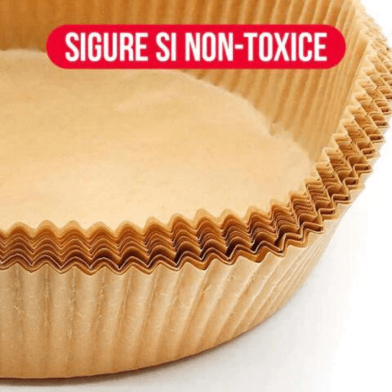 Market - Curatenie si intretinere casa - Produse bucatarie - Pungi si folii alimentare - Set 100 bucati hartie de copt pentru air fryer, friteuza, Unica folosinta, Danex, 16x16x4.5 cm, Maro, Rotund - Infinity.ro