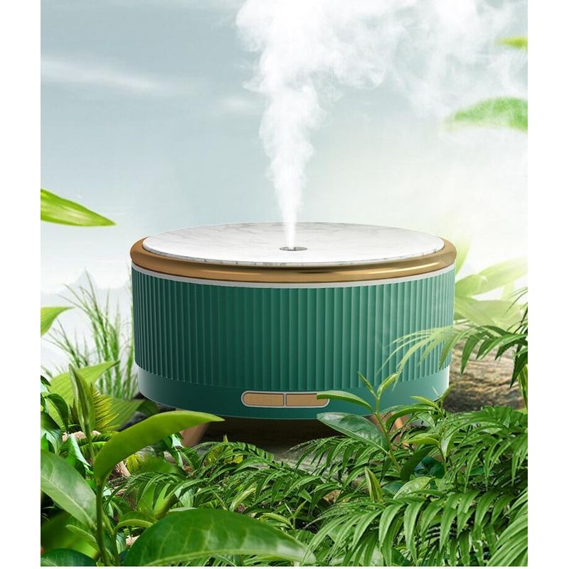 Casa si Gradina - Decoratiuni - Aromaterapie si lumanari - Difuzoare aromaterapie - Difuzor de aromaterapie si umidificator, cu ultrasunete si cu iluminat LED, pentru casa si birou 500ML, Verde - Infinity.ro