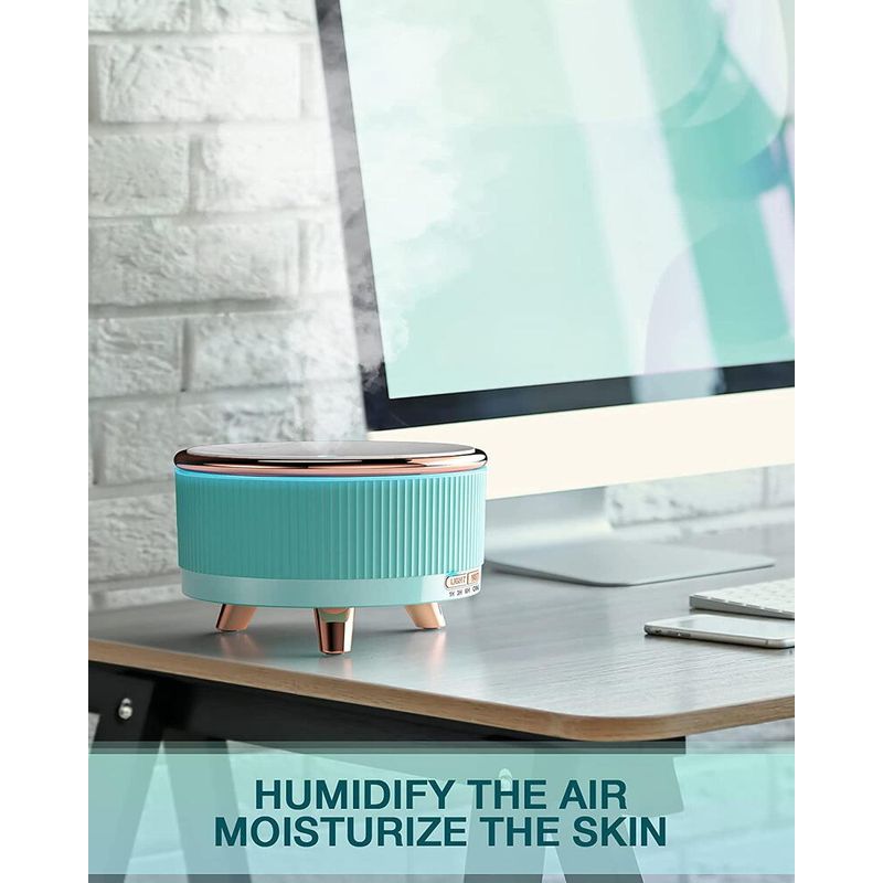 Casa si Gradina - Decoratiuni - Aromaterapie si lumanari - Difuzoare aromaterapie - Difuzor de aromaterapie functie umidificator si purificator aer, cu ultrasunete si cu iluminat LED, 500ML, Turcoaz - Infinity.ro