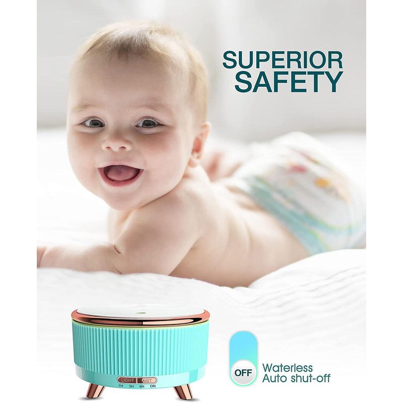 Casa si Gradina - Decoratiuni - Aromaterapie si lumanari - Difuzoare aromaterapie - Difuzor de aromaterapie functie umidificator si purificator aer, cu ultrasunete si cu iluminat LED, 500ML, Turcoaz - Infinity.ro