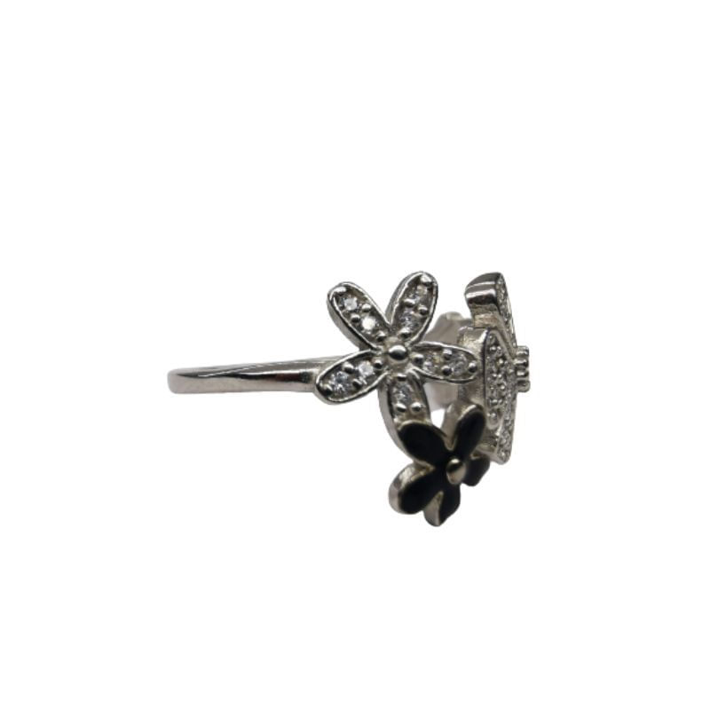 Fashion, accesorii si bijuterii - Femei - Bijuterii femei - Inele femei - Inel, jolie silver, argint 925 trifoi cu email negru m 56 - Infinity.ro