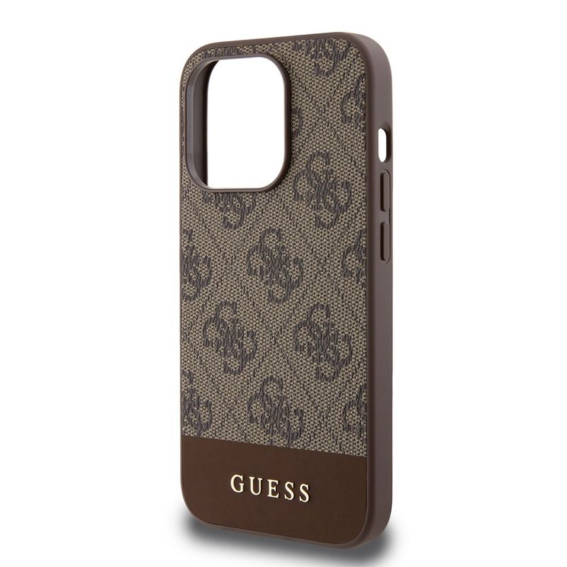 Laptop, Telefoane si Tablete - Telefoane mobile si accesorii - Accesorii Telefoane - Huse telefoane - Husa pentru iPhone 15 Pro - Guess Hardcase 4G Stripe Collection (GUHCP15LG4GLBR) - Maro - Infinity.ro