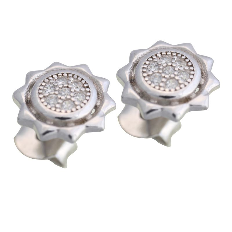 Fashion, accesorii si bijuterii - Femei - Bijuterii femei - Cercei femei - Cercei soare cu zirconii, argint 925 - Infinity.ro