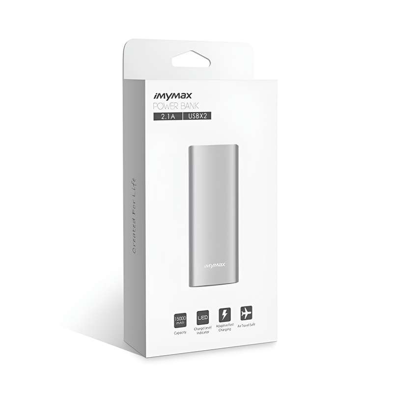 Laptop, Telefoane si Tablete - Telefoane mobile si accesorii - Accesorii Telefoane - Baterii externe - Baterie externa iMYMAX ONSG®, 15000 mAh, Power Bank, Argintiu - Infinity.ro