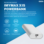 Laptop, Telefoane si Tablete - Telefoane mobile si accesorii - Accesorii Telefoane - Baterii externe - Baterie externa iMYMAX ONSG®, 15000 mAh, Power Bank, Argintiu - Infinity.ro