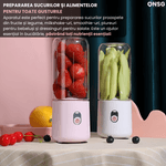 Electronice si Electrocasnice - Electrocasnice bucatarie - Mixere, tocatoare & roboti de bucatarie - Blendere si mini tocatoare - Blender Portabil EcoBlend Max ONSG®, Puternic Tehnologie Avansata, Otel Inoxidabil 6 Lame, 500ml, USB Reincarcabil, Roz - Infinity.ro