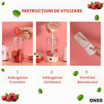 Electronice si Electrocasnice - Electrocasnice bucatarie - Mixere, tocatoare & roboti de bucatarie - Blendere si mini tocatoare - Blender Portabil EcoBlend Max ONSG®, Puternic Tehnologie Avansata, Otel Inoxidabil 6 Lame, 500ml, USB Reincarcabil, Roz - Infinity.ro