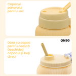 Electronice si Electrocasnice - Electrocasnice bucatarie - Mixere, tocatoare & roboti de bucatarie - Blendere si mini tocatoare - Mini Blender Multifunctional Wireless FreshFusion Pro ONSG®, Motor Puternic, Design Ergonomic, Anti-Alunecare, Capacitate 800ml, Cablu Tip C, Galben - Infinity.ro