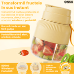 Electronice si Electrocasnice - Electrocasnice bucatarie - Mixere, tocatoare & roboti de bucatarie - Blendere si mini tocatoare - Mini Blender Multifunctional Wireless FreshFusion Pro ONSG®, Motor Puternic, Design Ergonomic, Anti-Alunecare, Capacitate 800ml, Cablu Tip C, Galben - Infinity.ro