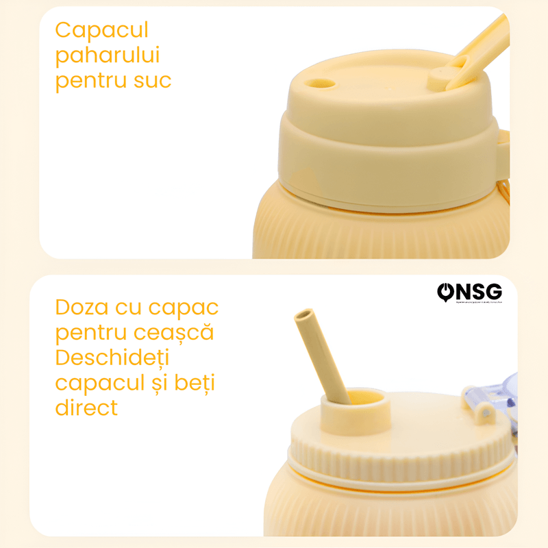 Electronice si Electrocasnice - Electrocasnice bucatarie - Mixere, tocatoare & roboti de bucatarie - Blendere si mini tocatoare - Mini Blender Multifunctional Wireless FreshFusion Pro ONSG®, Motor Puternic, Design Ergonomic, Anti-Alunecare, Capacitate 800ml, Cablu Tip C, Galben - Infinity.ro