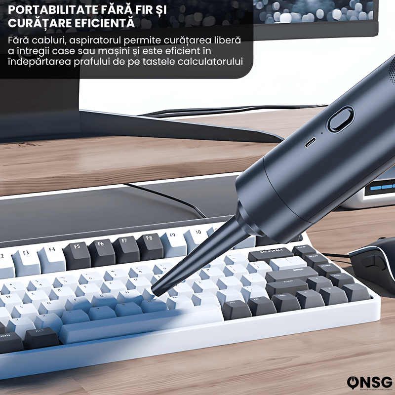 Auto si Moto - Intretinere auto - Aspiratoare auto - Aspirator Portabil TurboVac CleanTech ONSG®, Uz Casnic si Auto, Putere Mare de Aspiratie, 16000PA - Infinity.ro