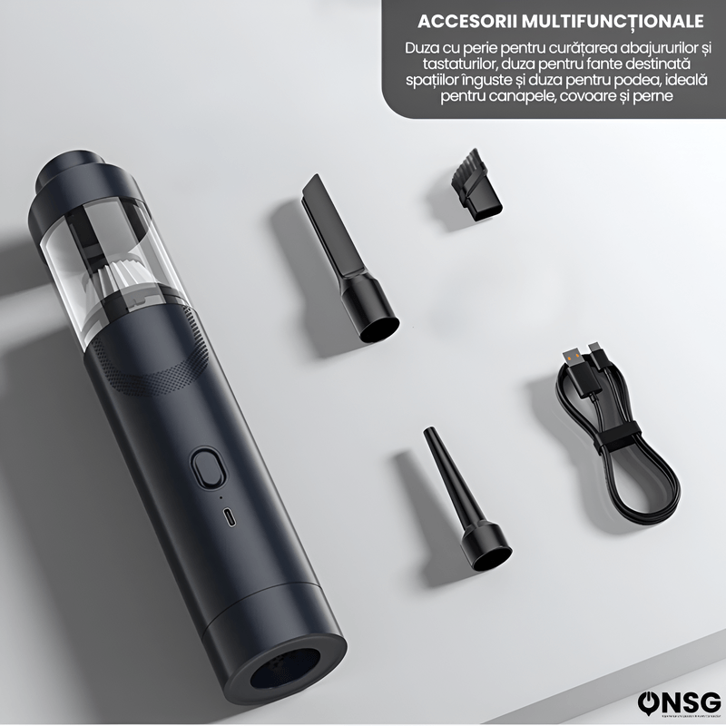 Auto si Moto - Intretinere auto - Aspiratoare auto - Aspirator Portabil TurboVac CleanTech ONSG®, Uz Casnic si Auto, Putere Mare de Aspiratie, 16000PA - Infinity.ro