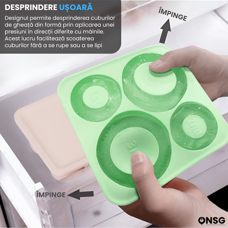 Casa si Gradina - Bucatarie si vesela - Accesorii bar - Forme cuburi de gheata - Forma Cuburi Gheata Cilindrice ONSG®, Silicon Flexibil, pentru Termosuri si Pahare de 0.6-1.2 Litri, Verde - Infinity.ro