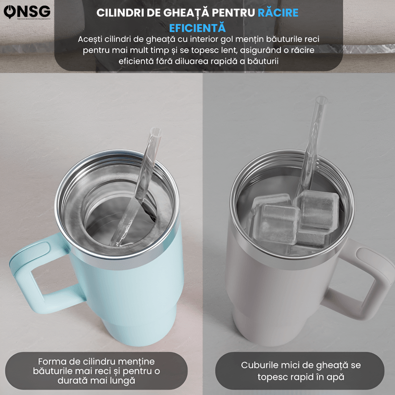 Casa si Gradina - Bucatarie si vesela - Accesorii bar - Forme cuburi de gheata - Forma Cuburi Gheata Cilindrice ONSG®, Silicon Flexibil, pentru Termosuri si Pahare de 0.6-1.2 Litri, Verde - Infinity.ro