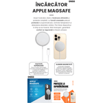 Laptop, Telefoane si Tablete - Telefoane mobile si accesorii - Accesorii Telefoane - Incarcatoare telefoane - Incarcator wireless Apple MagSafe by ONSG®, cablu USB Type-C 1m, 15W, Alb - Infinity.ro