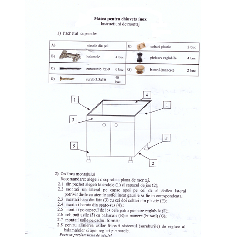 Casa si Gradina - Sanitare - Chiuveta bucatarie si accesorii - Chiuvete bucatarie - Set ,Masca Chiuveta Sonoma, 80 X 50, +Chiuveta bucatarie  +Baterie flexibila+Sifon - Infinity.ro