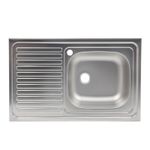 Casa si Gradina - Sanitare - Chiuveta bucatarie si accesorii - Chiuvete bucatarie - Set chiuveta masca,inox anticalcar,cuva dreapta,Raulconstruct,80x50 cm,baterie bucatarie tija lunga cu sifon de scurgere - Infinity.ro