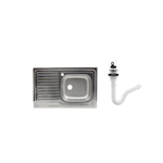 Casa si Gradina - Sanitare - Chiuveta bucatarie si accesorii - Chiuvete bucatarie - Set chiuveta masca ,inox anticalcar,cuva dreapta ,Raulconstruct ,80x50 cm,baterie lebada flexibila cu sifon de scurgere - Infinity.ro