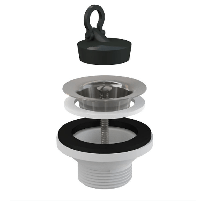 Casa si Gradina - Sanitare - Lavoar baie si accesorii - Baterii sanitare - Racord flexibil 1,1/2″ x 40/50 Ani Plast, piulita din plastic + ventil chiuveta cu sita din otel inoxidabil ,A33 - Infinity.ro