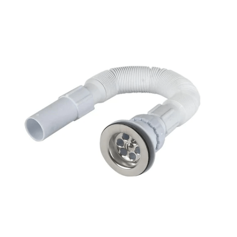 Casa si Gradina - Sanitare - Lavoar baie si accesorii - Accesorii baterii sanitare - Racord flexibil 1,1/2″ x 40 Raulconstruct, piulita din plastic + ventil chiuveta cu sita din otel inoxidabil ,A33 - Infinity.ro