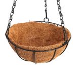 Casa si Gradina/Gradinarit si plante/Plante si ghivece/Ghivece si suporturi - Cos suspendat pentru flori, maro, otel si fibra nuca de cocos, cu lant si carlig, 20cm - Infinity.ro