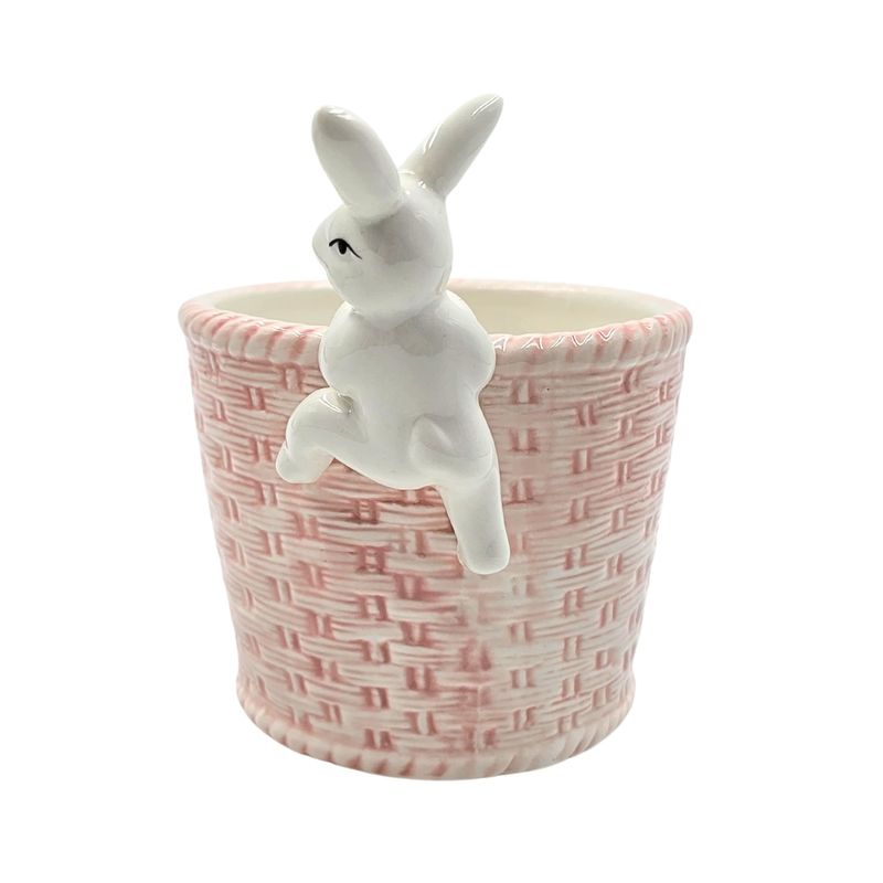 Casa si Gradina - Decoratiuni - Obiecte decorative - Accesorii decorative - Cos decorativ, pentru Paste, din portelan, culoarea roz, 11x11x13 cm - Infinity.ro