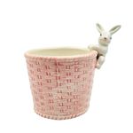 Casa si Gradina - Decoratiuni - Obiecte decorative - Accesorii decorative - Cos decorativ, pentru Paste, din portelan, culoarea roz, 11x11x13 cm - Infinity.ro