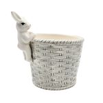 Casa si Gradina - Decoratiuni - Obiecte decorative - Accesorii decorative - Cos decorativ, pentru Paste, din portelan, culoarea gri, 11x11x13 cm - Infinity.ro