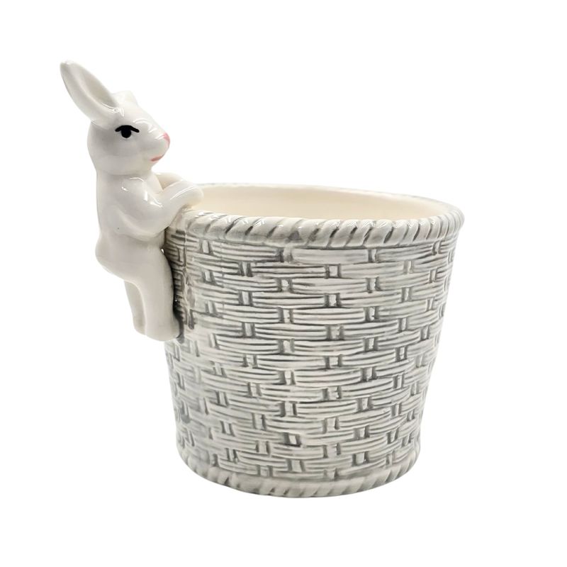 Casa si Gradina - Decoratiuni - Obiecte decorative - Accesorii decorative - Cos decorativ, pentru Paste, din portelan, culoarea gri, 11x11x13 cm - Infinity.ro