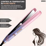 Ingrijire personala si Cosmetice - Aparate & accesorii ingrijire personala - Hair styling - Placi de indreptat parul - Placa de Par Profesionala de Indreptat GlamorStyle Pro ONSG®, Ioni Negativi, Ceramica, Control Temperatura,  Roz - Infinity.ro