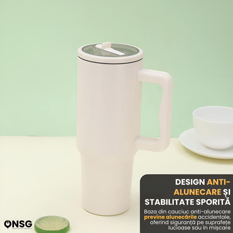 Casa si Gradina - Bucatarie si vesela - Accesorii bar - Termosuri si Cani termos - Cana Termica 40oz by ONSG®, Otel Inoxidabil, Capac Etans cu Pai, Izolatie Dubla pentru Bauturi Reci si Calde - Infinity.ro