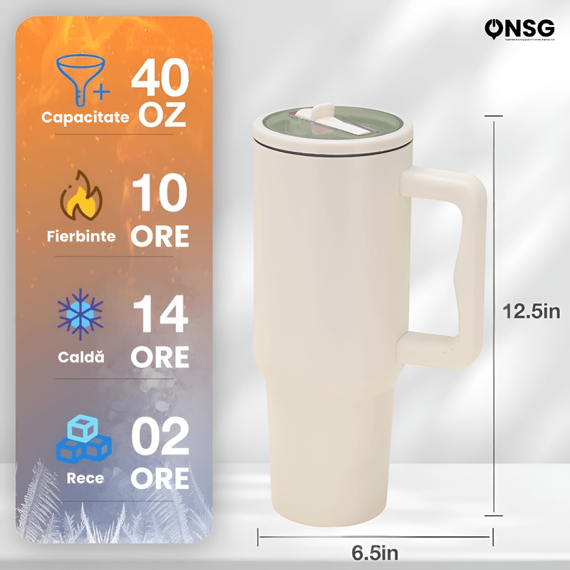 Casa si Gradina - Bucatarie si vesela - Accesorii bar - Termosuri si Cani termos - Cana Termica 40oz by ONSG®, Otel Inoxidabil, Capac Etans cu Pai, Izolatie Dubla pentru Bauturi Reci si Calde - Infinity.ro