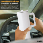 Casa si Gradina - Bucatarie si vesela - Accesorii bar - Termosuri si Cani termos - Cana Termica 40oz by ONSG®, Otel Inoxidabil, Capac Etans cu Pai, Izolatie Dubla pentru Bauturi Reci si Calde - Infinity.ro