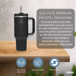 Casa si Gradina - Bucatarie si vesela - Accesorii bar - Termosuri si Cani termos - Cana Termos Stanley Quencher H2.0 Flowstate by ONSG® din Otel Inoxidabil, 1180ml, Negru - Infinity.ro