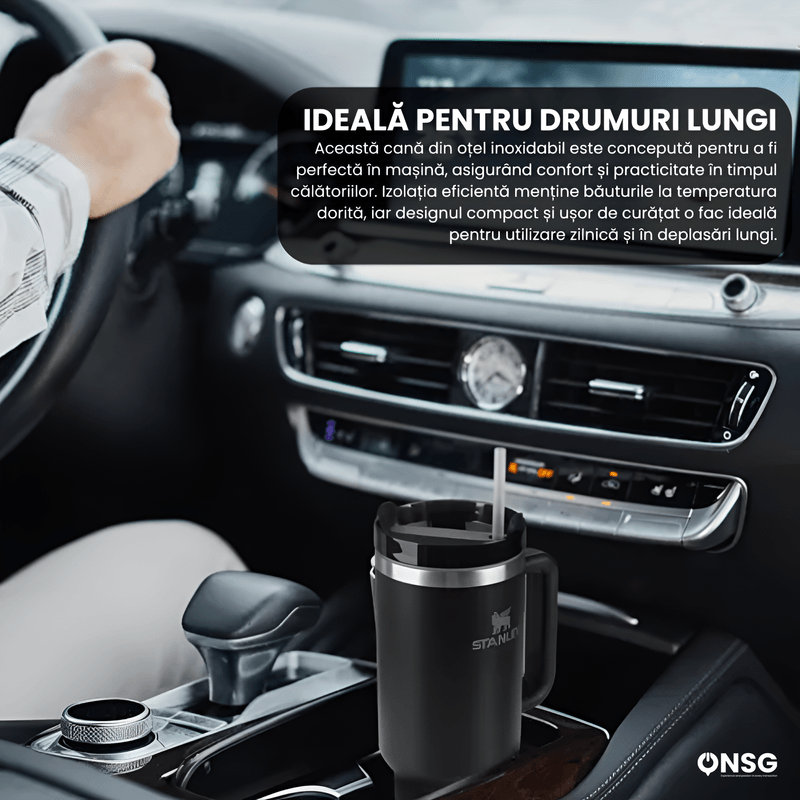 Casa si Gradina - Bucatarie si vesela - Accesorii bar - Termosuri si Cani termos - Cana Termos Stanley Quencher H2.0 Flowstate by ONSG® din Otel Inoxidabil, 1180ml, Negru - Infinity.ro
