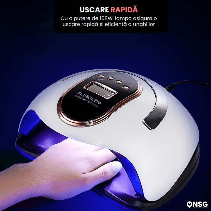 Ingrijire personala si Cosmetice - Aparate & accesorii ingrijire personala - Aparate cosmetice - Aparate pentru manichiura-pedichiura - Lampa LED Profesionala pentru Unghii DiamongGlow ONSG®, 168W, Uscare Rapida, Tehnologie Avansata, Design Ergonomic - Infinity.ro
