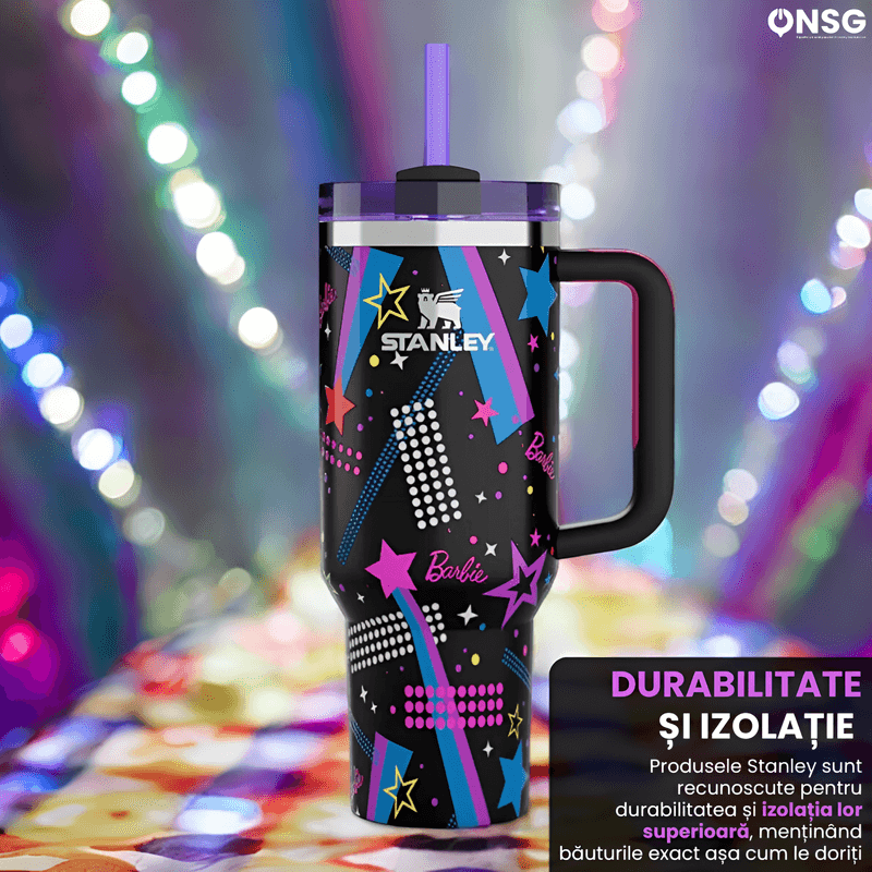 Casa si Gradina - Bucatarie si vesela - Accesorii bar - Termosuri si Cani termos - Cana Termos Stanley Quencher H2.0 Flowstate Editia Barbie '80S ROCKERS by ONSG® din Otel Inoxidabil, 1180ml - Infinity.ro