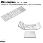 PC, gaming si accesorii - Periferice PC - Tastaturi - Tastatura Pliabila Bluetooth TouchKey Ultra ONSG®, Touchpad 2 Click-uri, Android Windows iOS Smart TV - Infinity.ro