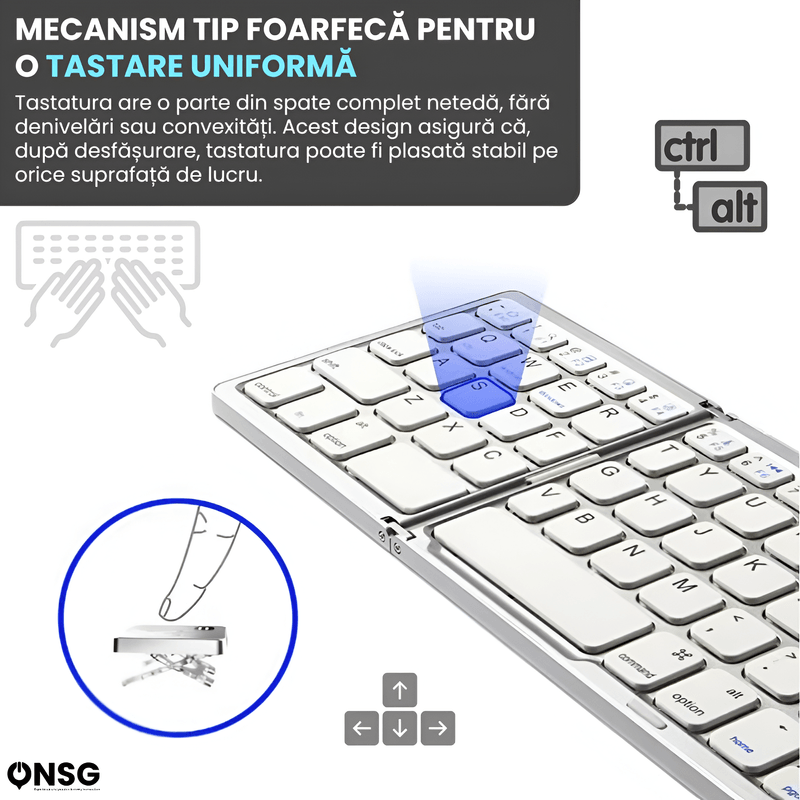 PC, gaming si accesorii - Periferice PC - Tastaturi - Tastatura Pliabila Bluetooth TouchKey Ultra ONSG®, Touchpad 2 Click-uri, Android Windows iOS Smart TV - Infinity.ro