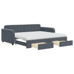 Casa si Gradina - Mobilier - Paturi si accesorii - Paturi - Pat de zi cu extensie si sertare, gri inchis, 90x190cm catifea - Infinity.ro