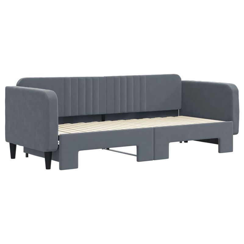 Casa si Gradina - Mobilier - Paturi si accesorii - Paturi - Pat de zi cu extensie, gri inchis, 80x200 cm, catifea - Infinity.ro