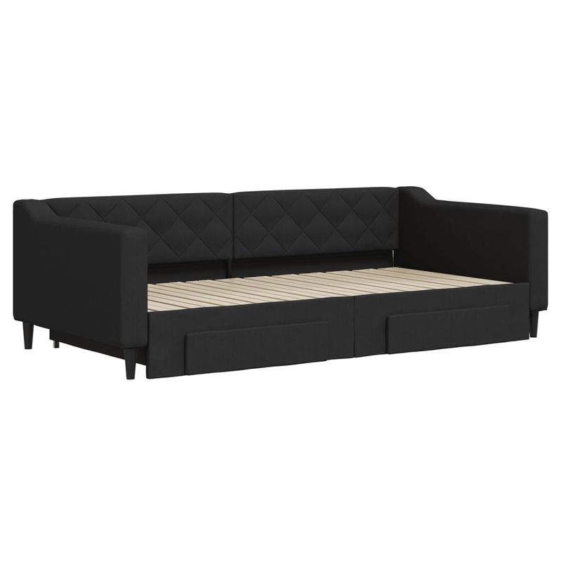 Casa si Gradina - Mobilier - Paturi si accesorii - Paturi - Pat de zi cu extensie si sertare, negru, 100x200 cm, textil - Infinity.ro