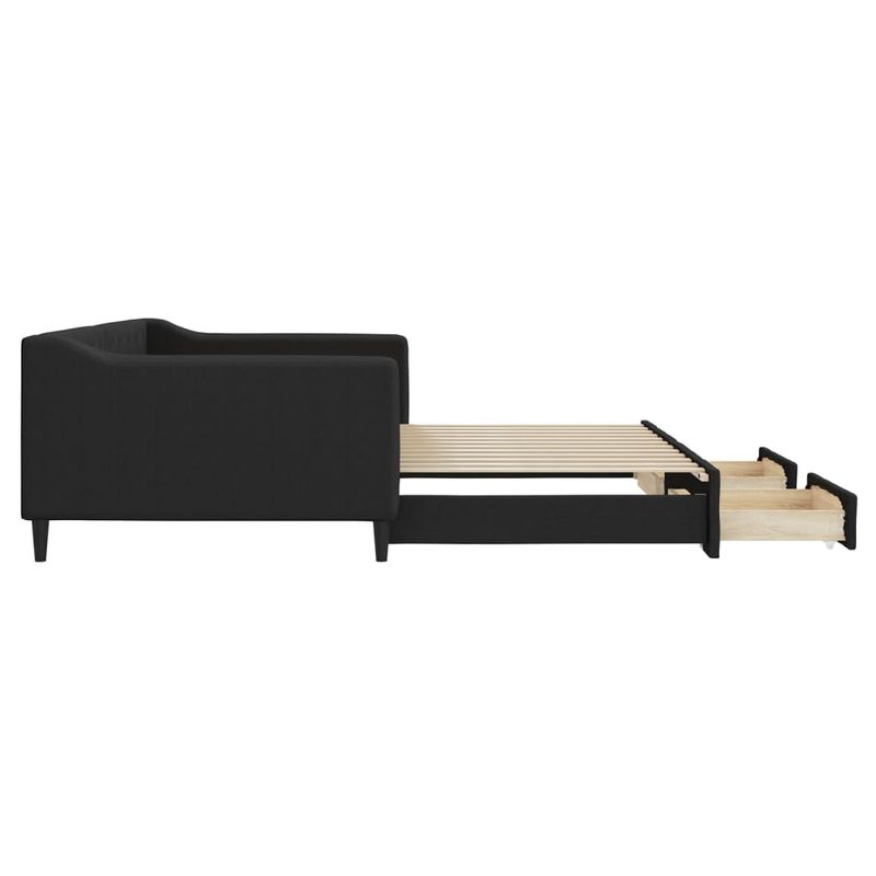 Casa si Gradina - Mobilier - Paturi si accesorii - Paturi - Pat de zi cu extensie si sertare, negru, 100x200 cm, textil - Infinity.ro